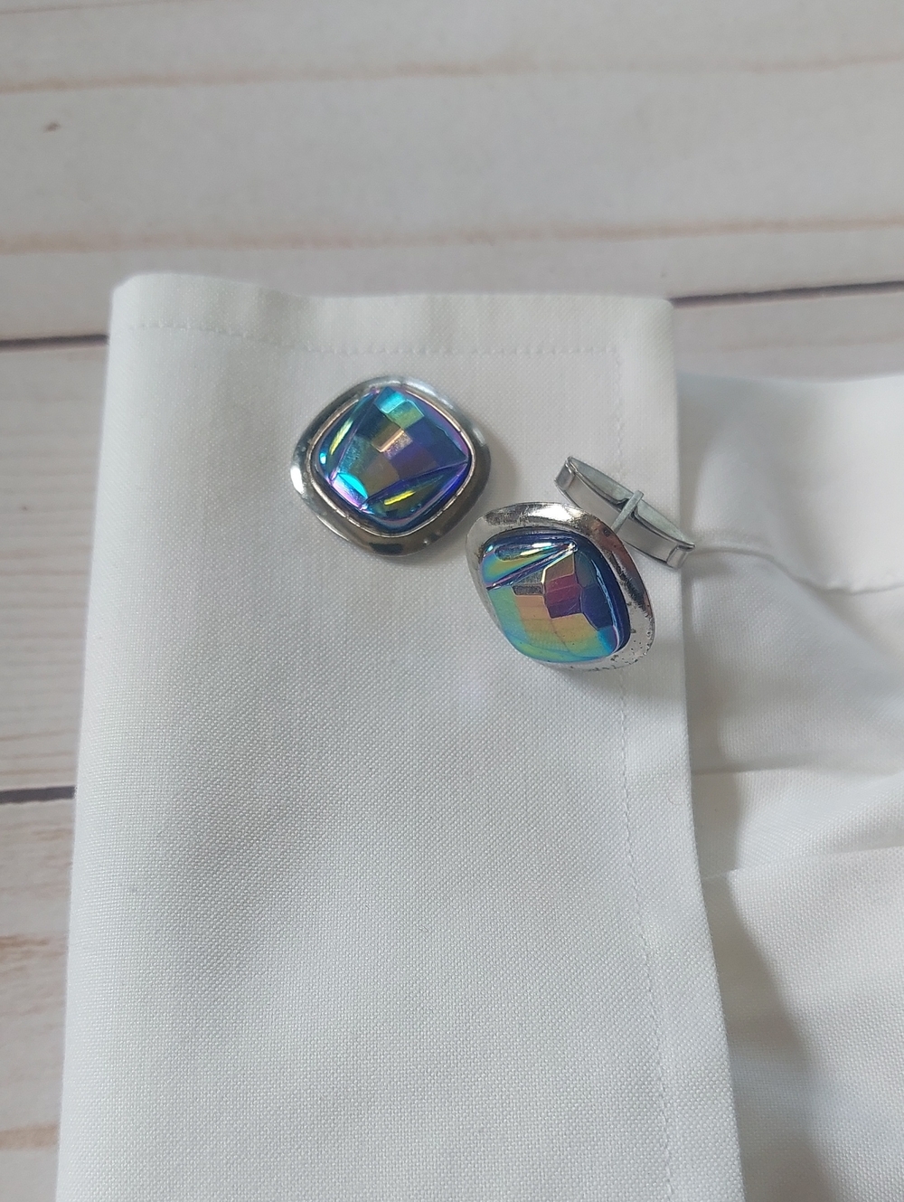 Iridescent Blue Multi-Color Men's Cufflinks